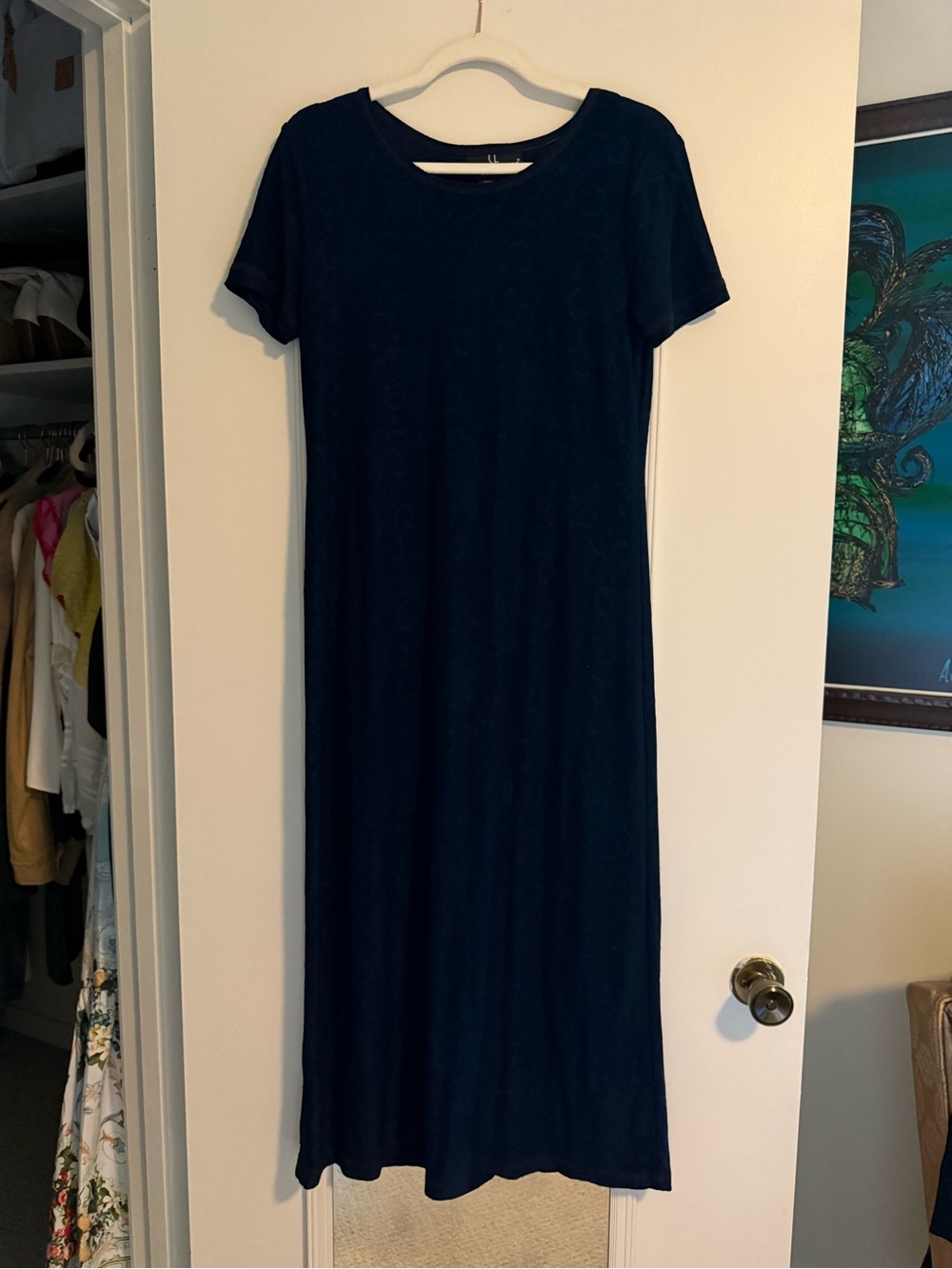 Carole Little Navy Maxi Dress with Short Sleeves